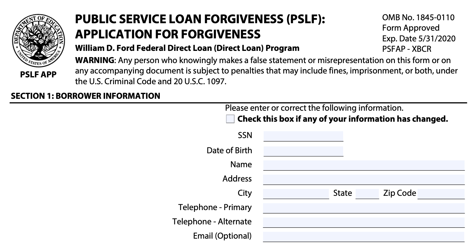 Download Employment Certification Forms PSLF