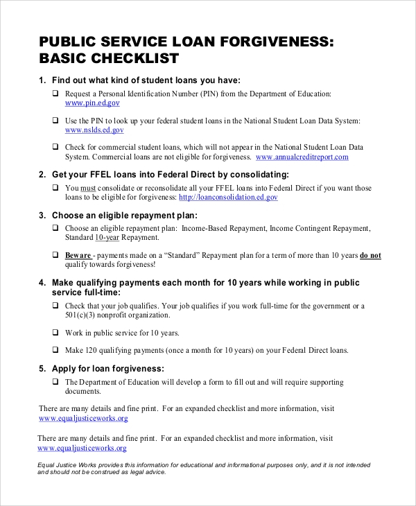 Public Service Loan Forgiveness PSLF Employment Certification Form